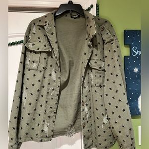ODDY Star-Patterned Olive Jacket
